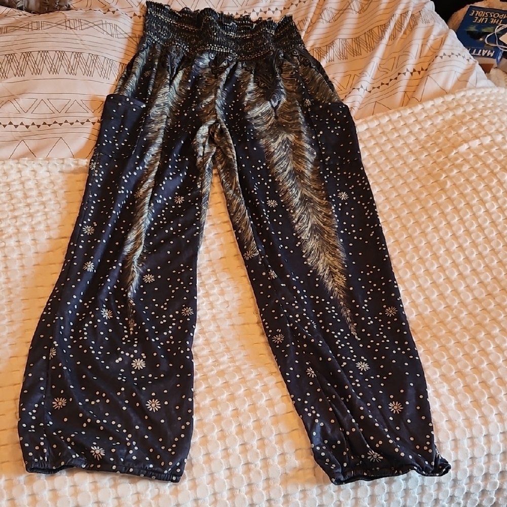 Blue Patterned Pants Xl